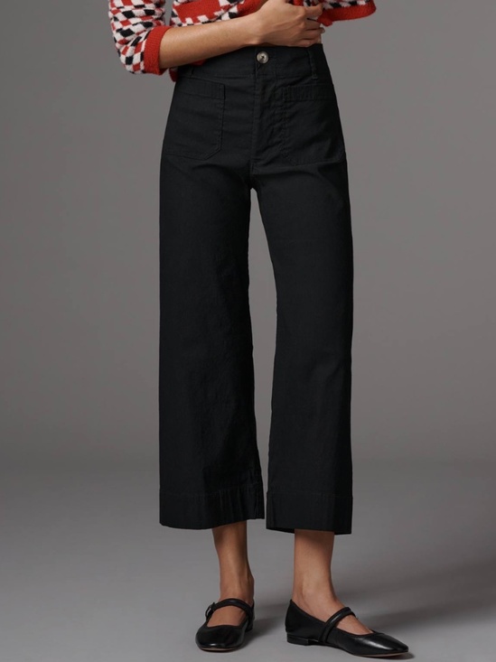 Anthropologie Maeve The Colette Linen Blend Crop Wide-Leg Pants Size 26 Petite - Picture 1 of 16